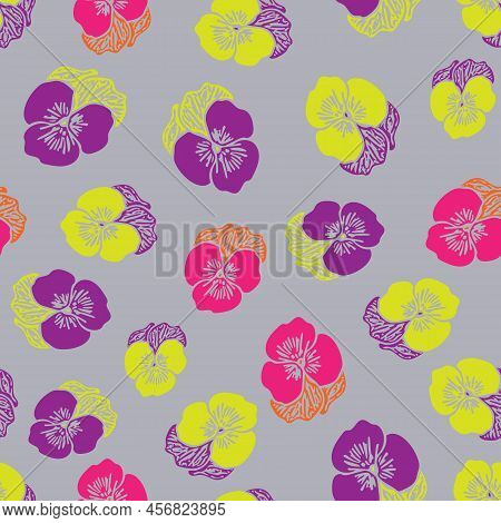 Seamless Vector Abstract Colorful Pansy Pattern. Vector Illustration Pattern Background, Suitable Fo