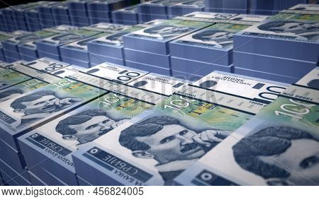 Serbia Dinar Money Banknotes Pack 3D Illustration
