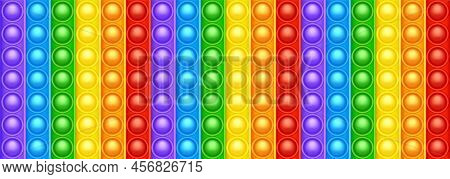 Colorful Silicone Anti-stress Pop It Toy Texture, Pattern. Trendy Sensory Game For Children. Rainbow