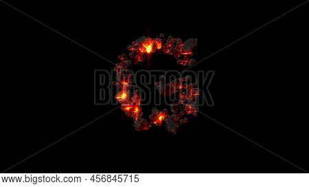 Letter G Made Of Very Hot Magmatic Rocks On Black, Isolated - Object 3d Illustration