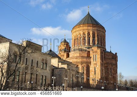 Moscow, Russia - February 08, 2020: Cathedral Of The Transfiguration Of The Lord Armenian Temple Com