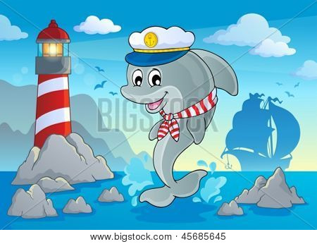 Obraz z motywem delfina 7 - eps10 ilustracji wektorowych.