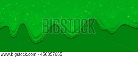 Green Dribble Slime On Gren Background