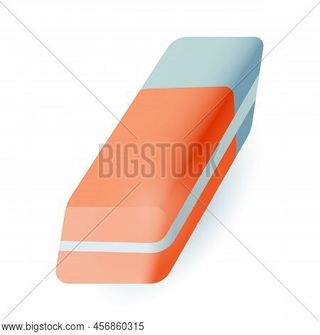 Red And Grey Eraser 3d Icon. Tool For Erasing Mistakes Or Errors During Drawing Or Writing 3d Vector