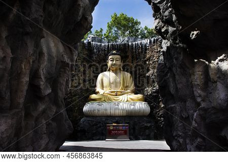 Beautiful Buddha Statue In Garden For Thai People Travel Visit Respect Praying In Gardening Fountain