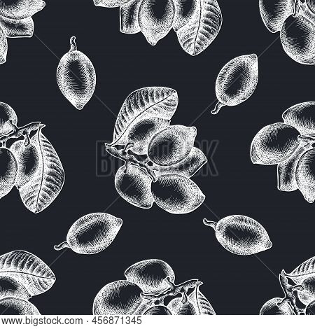 Seamless Pattern With Hand Drawn Chalk Pistachio, Letters Stock Illustration