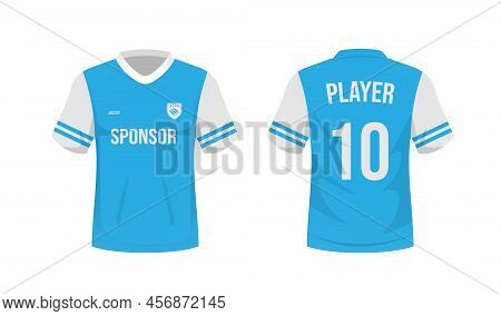 Soccer T-shirt Sport Cartoon Style. Soccer Uniform Front And Back View. Soccer Jersey Mockup. Vector