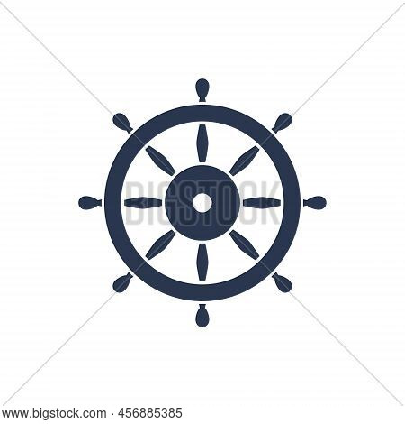 Boat Timon Wheel Icon. Port Sailor Ship Steering Wheel Vector Captain Rudder Wheel Logo
