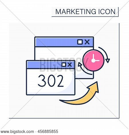 302 Redirect Color Icon. Redirecting Users From One Page To Another Is Utilized For Temporary Situat