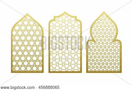 Arab Vector Window Door Pattern. Arabian Islamic Mosque Ramadan Ornament Style