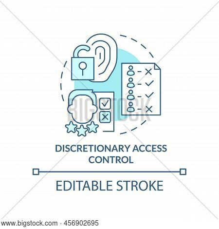 Discretionary Access Control Turquoise Concept Icon. Security Management Abstract Idea Thin Line Ill