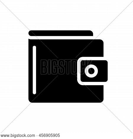 Purse Black Glyph Icon. Money Bag. Traditional Wallet. Carry Cash And Coins. Secure Storage. Women F