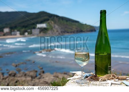 Txakoli Or Chacolí Slightly Sparkling Very Dry White Wine Produced In The Spanish Basque Country, Se