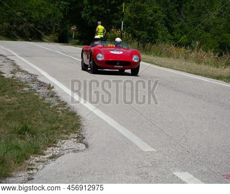 Maserati 150 S 1955 On An Old Racing Car In Rally Mille Miglia 2022 The Famous Italian Historical Ra