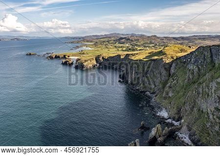 Aerial View Of The Great Pollet Sea Arch, Fanad Peninsula, County Donegal, Ireland