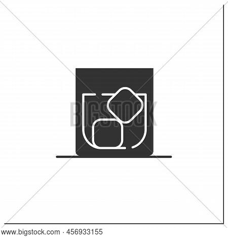 Whiskey Glass Glyph Icon. Alcohol Stemware. Party Drink With Ice. Scotch, Rum, Long Drink. Cocktail 