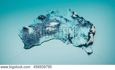 Topographic Australia Map Hypsometric Australia Elevation Tint Spectral Shaded Relief Map 3d Illustr