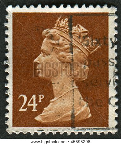 UK-เซอร์กา 1989: แสตมป์ที่พิมพ์ในประเทศอังกฤษแสดงรูปของ Elizabeth II เป็นพระมหากษัตริย์รัฐธรรมนูญของ 16