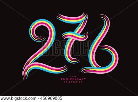276 Number Design Vector, Graphic T Shirt, 276 Years Anniversary Celebration Logotype Colorful Line,