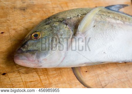 Caranx Melampygus, Bluefin Trevally Or Black Ulua On Wood Floor