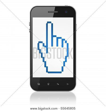 Marketing concept: Mouse Cursor on smartphone