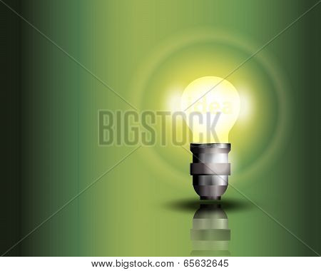 Light Bulb On Green Background