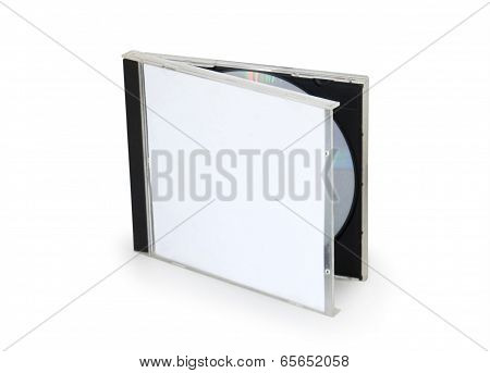 CD Box with disc on white background