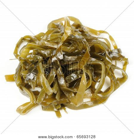 Pickled Kelp (laminaria) Seaweed Isolated On White Background