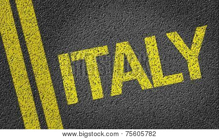 Italy written on the road
