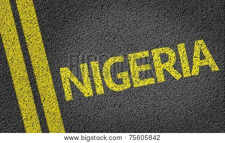Nigeria written on the road
