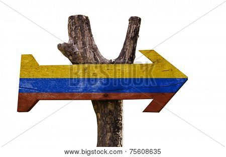 Colombia wooden sign isolated on white background