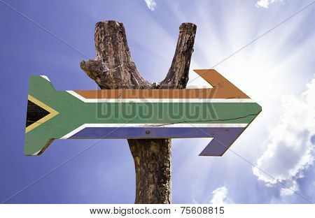 South Africa wooden sign on a beautiful day