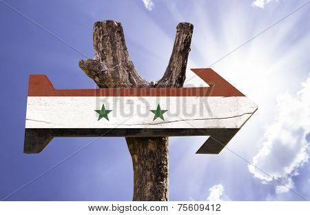 Syria wooden sign on a beautiful day