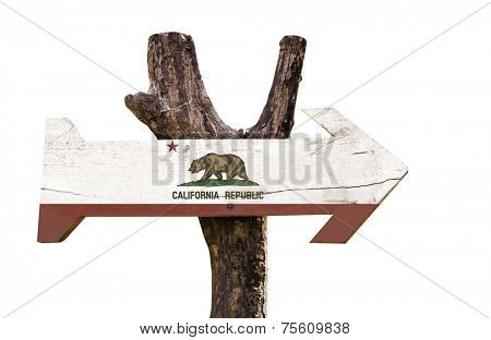 California State wooden sign isolated on white background