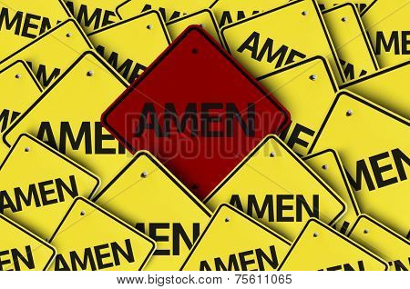 Amen written on multiple road sign 