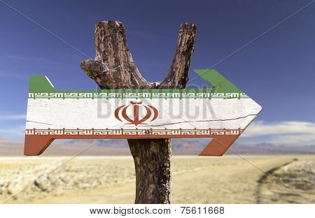 Iran sign with a desert on background 