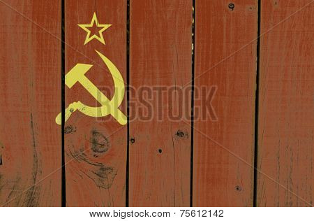 Soviet Union flag on wooden background 