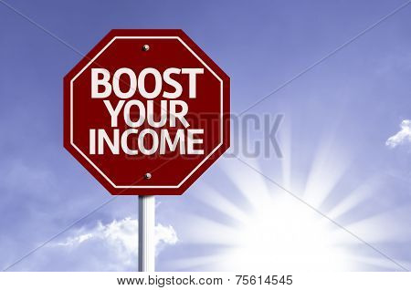 Boost Your Income red sign with sun background