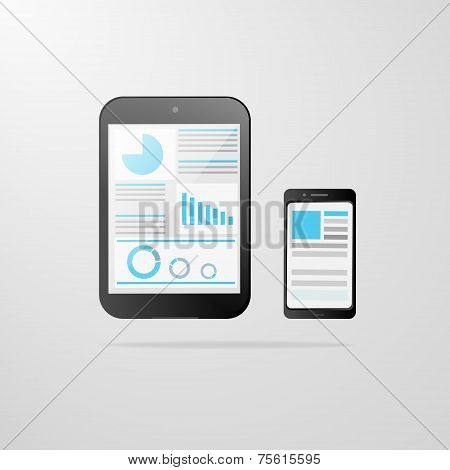 tablet computer cell phone icon graph vector illustration