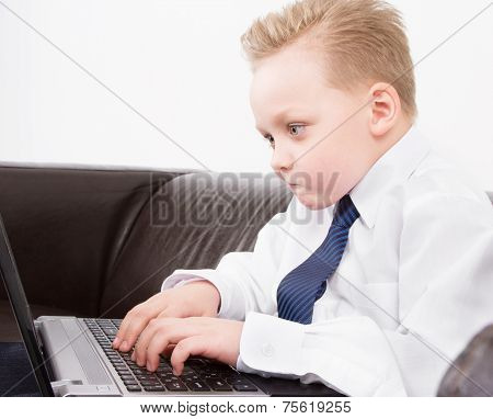 boy work on the computer