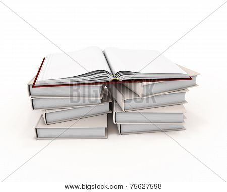 Open Book On Stack Of Books.