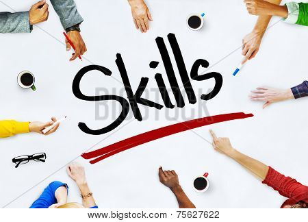 Group of Business People Discussing About Skills