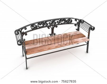 Park Bench Isolated On White Background.