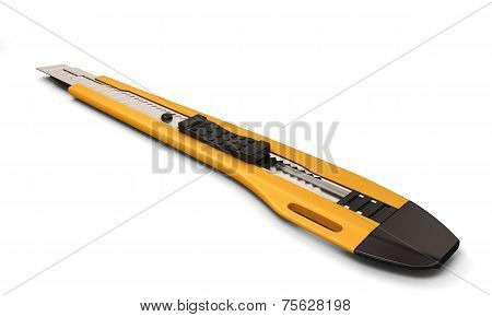 Yellow Stationery Knife Over White.