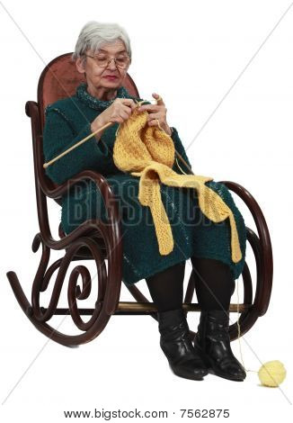 Old Woman Knitting