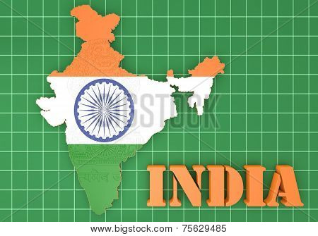 Map Illustration Of India With Flag