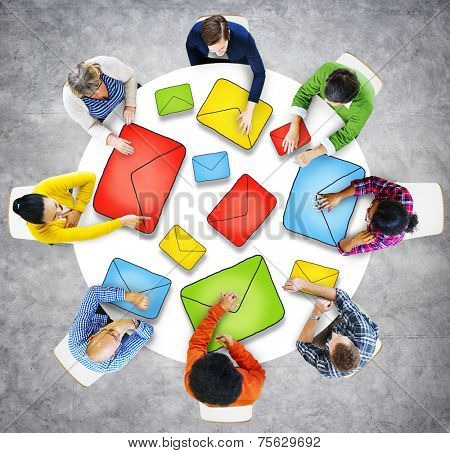 Aerial View of People and E-Mail Concepts