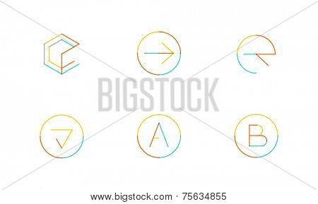 Logo set thin line clean style - business icons, branding emblems