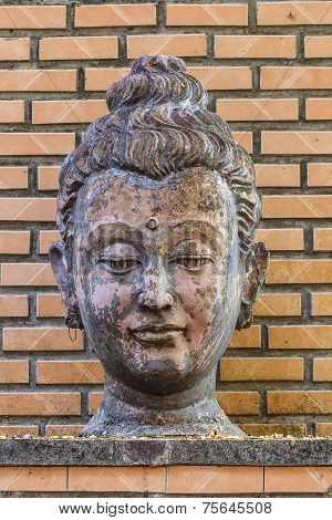 Ancient Head Buddha Statue In Wat Umong, Chiang Mai, Thailand