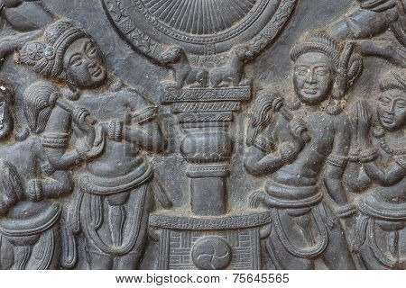Low Relief Cement Thai Style Handcraft.